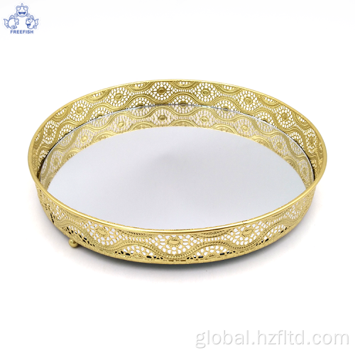 Metal Tray Metal round Mirrored tabletop Jewelry Tray Supplier